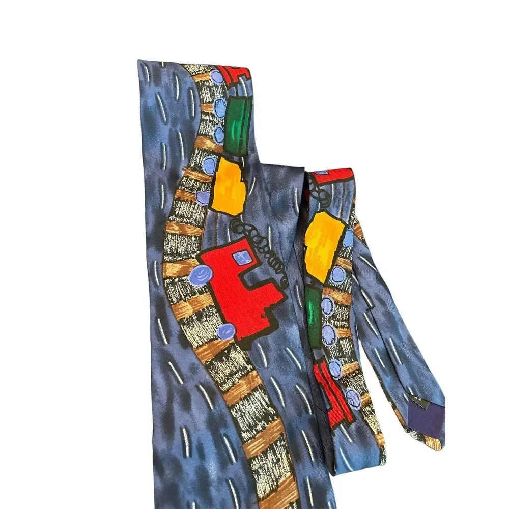 Save the Children Men's Tie Red w/ Trains Maureen Age 6 The Fast Choo Choo Train